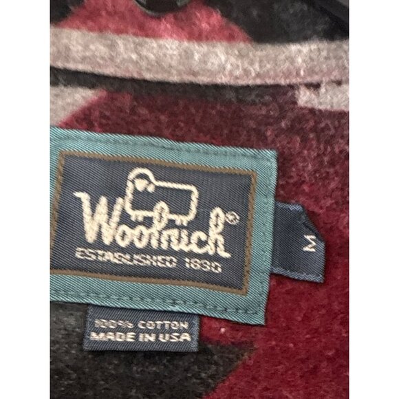 Woolrich men's flannel shirt Aztec Southwest Navajo design size M Gray Red - Picture 3 of 6